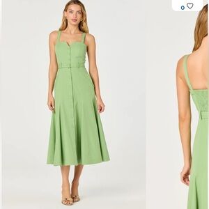 Astr McKinley Button-Front Midi Dress - Light Green